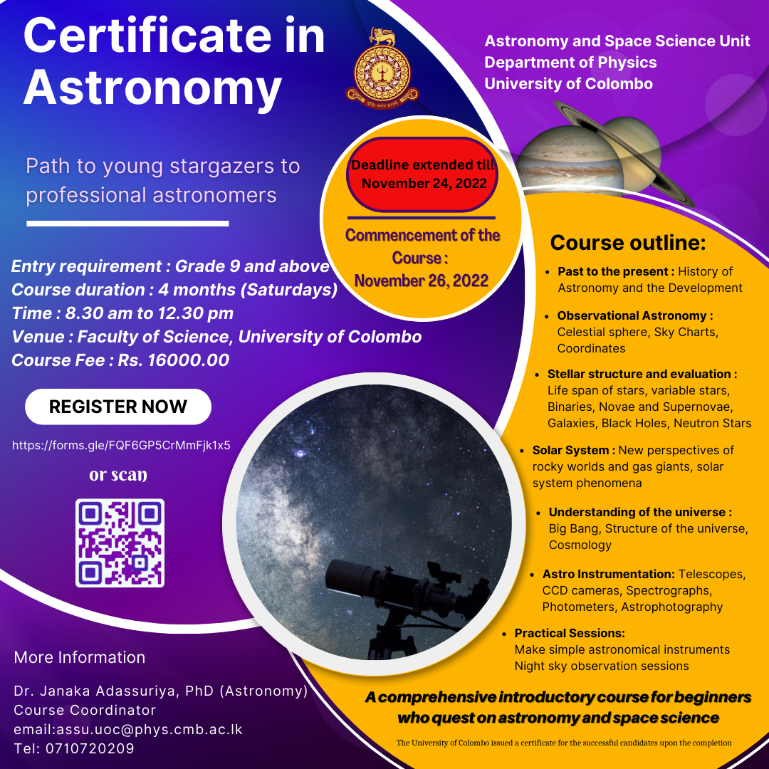 Certificate in Astronomy Astronomy and Space Science Unit (ASSU)